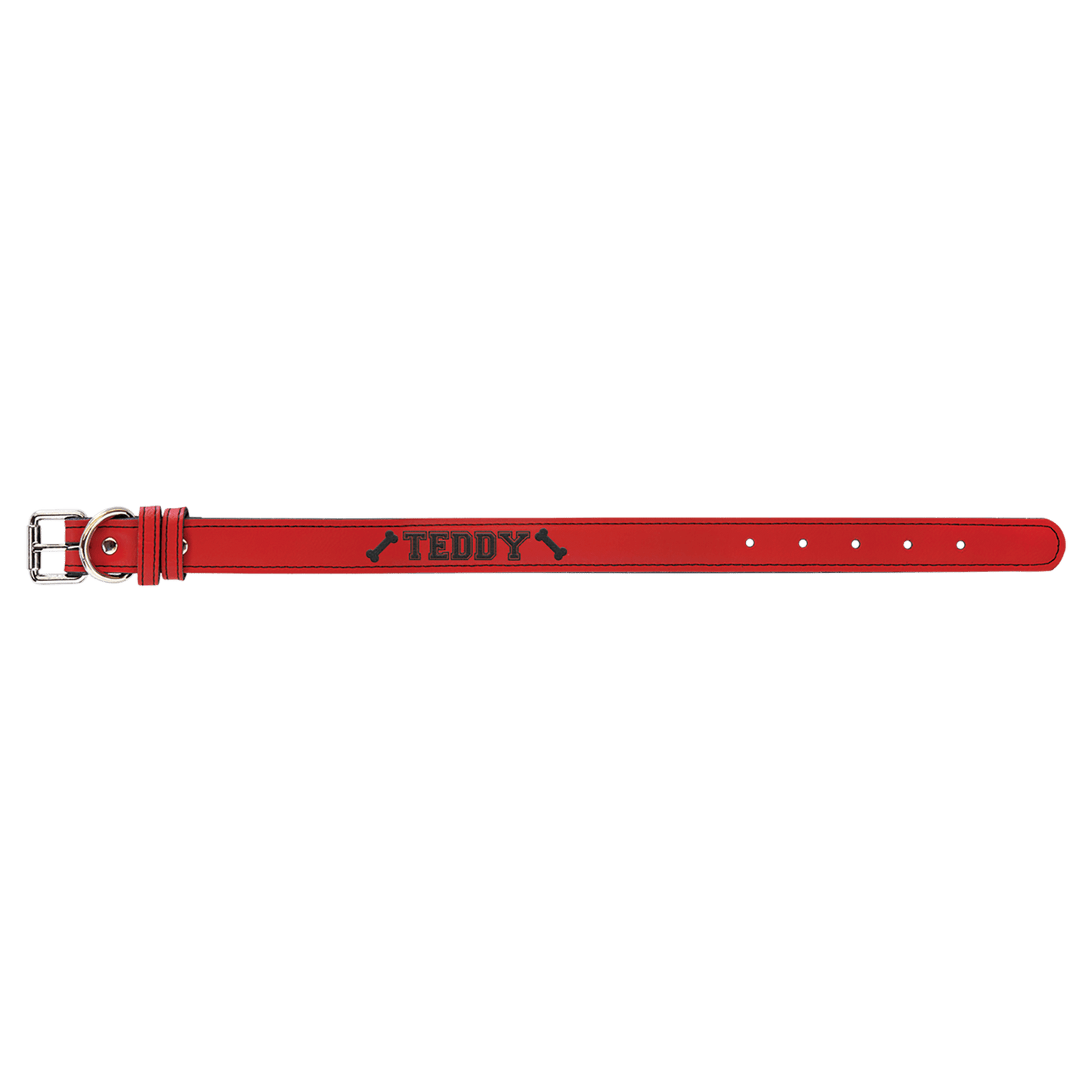 Small 15" x 3/4" Red Engravable Leatherette Dog Collar