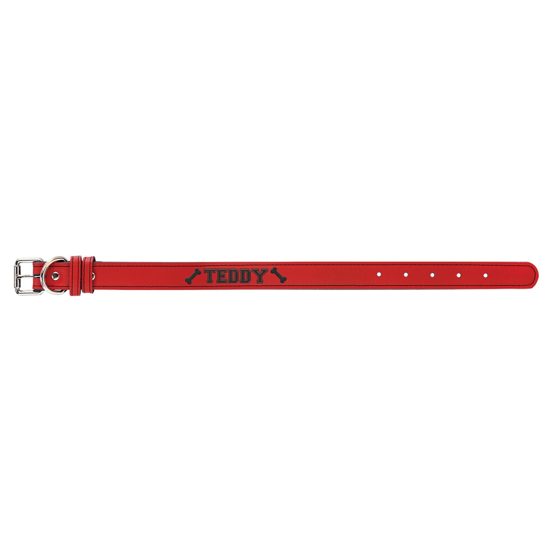 Small 15" x 3/4" Red Engravable Leatherette Dog Collar