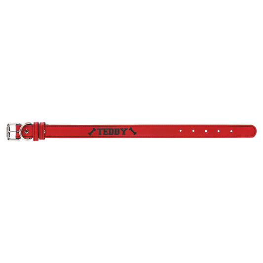 Small 15" x 3/4" Red Engravable Leatherette Dog Collar