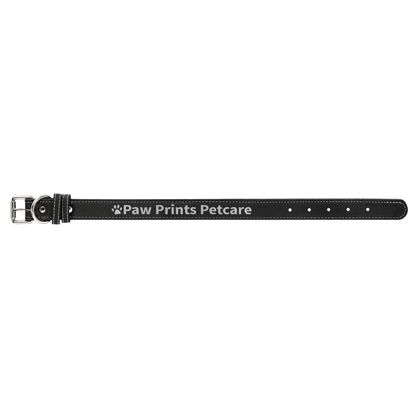 Medium 19" x 1" Black/Silver Laserable Leatherette Dog Collar