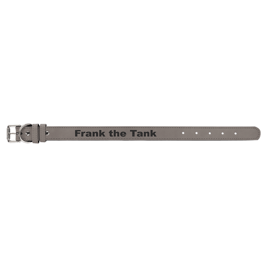 Medium 19" x 1" Gray Engravable Leatherette Dog Collar