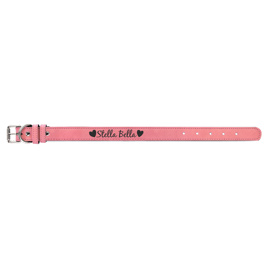 Medium 19" x 1" Pink Engravable Leatherette Dog Collar
