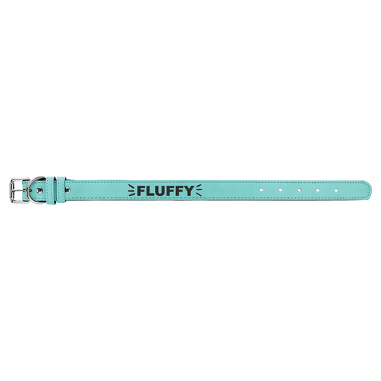 Medium 19" x 1" Teal Laserable Leatherette Dog Collar