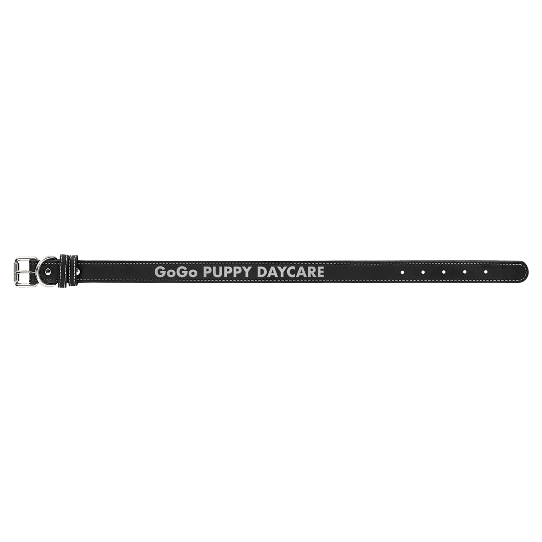 Large 23" x 1" Black/Silver Engravable Leatherette Dog Collar