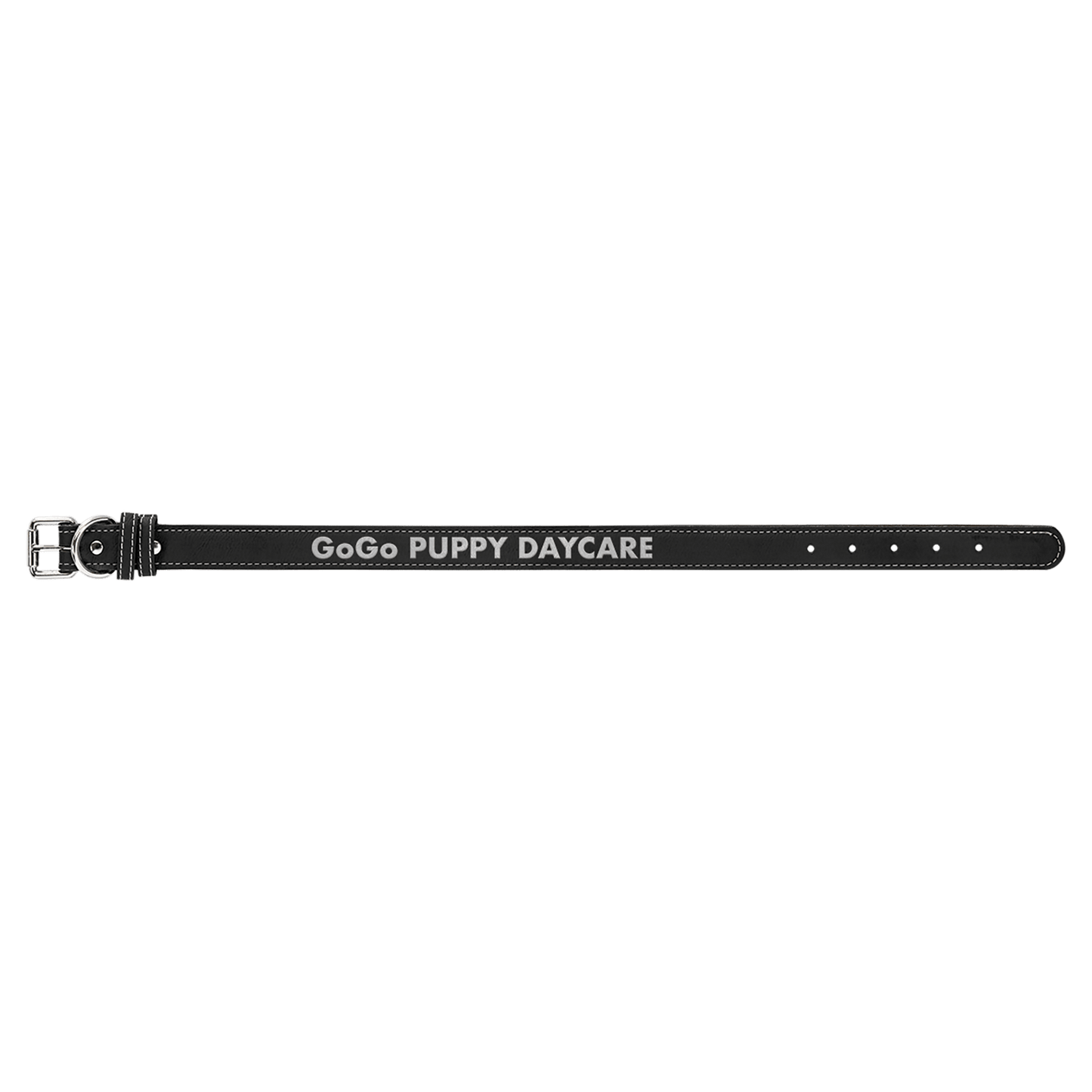 Large 23" x 1" Black/Silver Laserable Leatherette Dog Collar