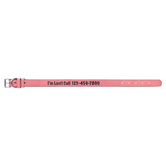 Large 23" x 1" Pink Engravable Leatherette Dog Collar