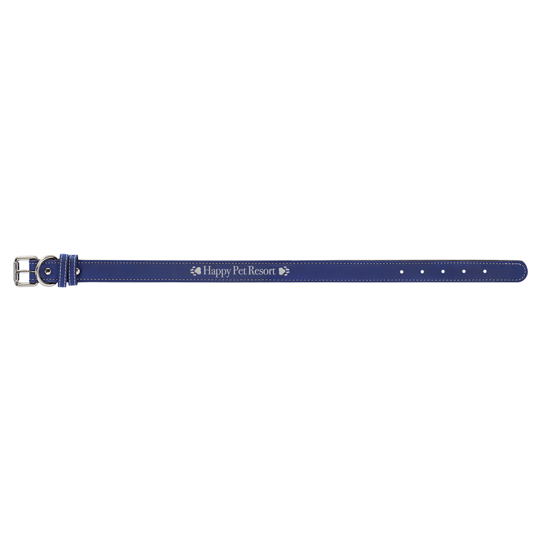 Large 23" x 1" Blue/Silver Engravable Leatherette Dog Collar