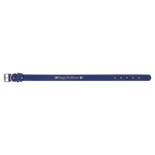 Large 23" x 1" Blue/Silver Engravable Leatherette Dog Collar