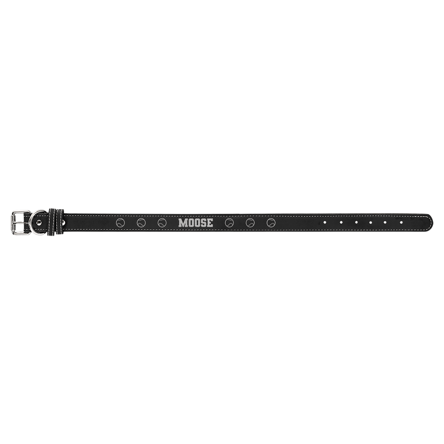 Extra Large 27" x 1 1/4" Black/Silver Engravable Leatherette Dog Collar