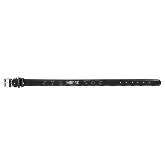 Extra Large 27" x 1 1/4" Black/Silver Laserable Leatherette Dog Collar