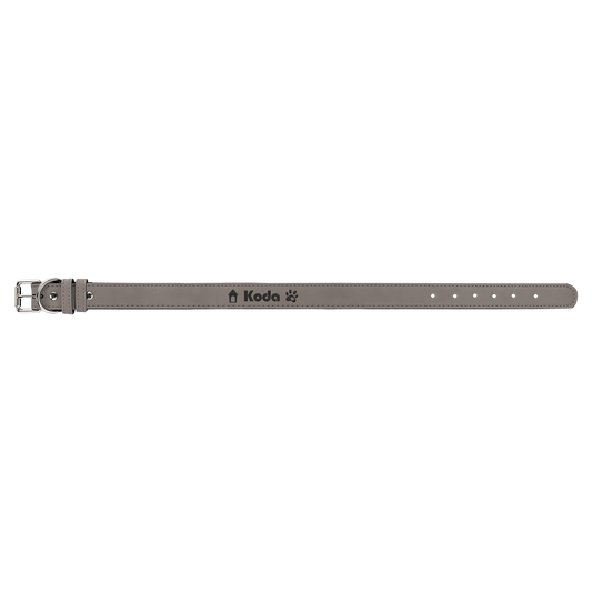 Extra Large 27" x 1 1/4" Gray Engravable Leatherette Dog Collar