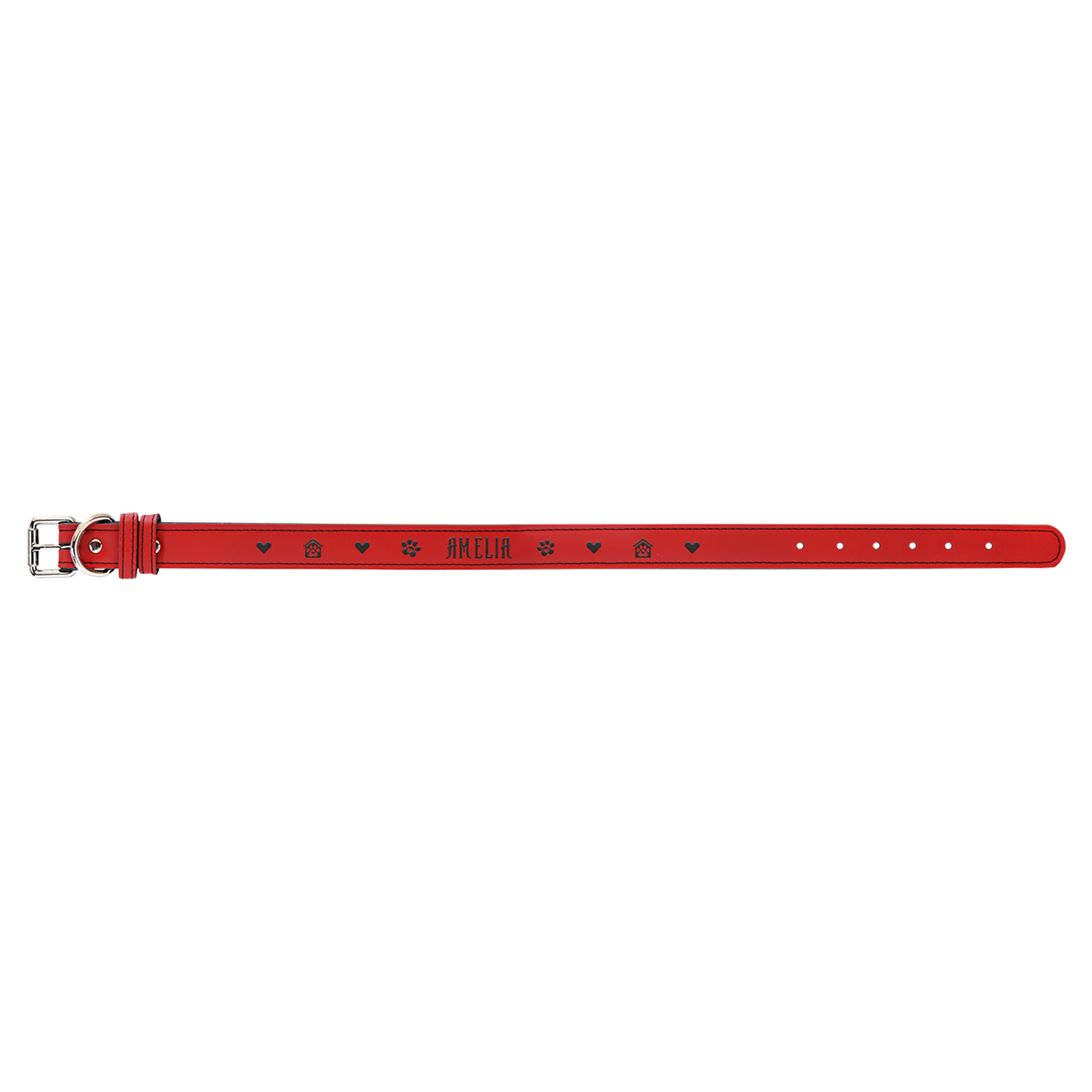 Extra Large 27" x 1 1/4" Red Engravable Leatherette Dog Collar