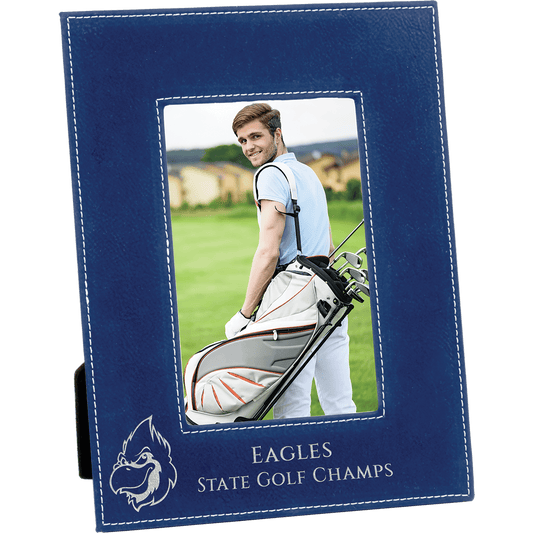 Blue/Silver Engravable Leatherette Photo Frame - 4" x 6"