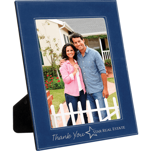 8" x 10" Blue/Silver Laserable Leatherette Photo Frame