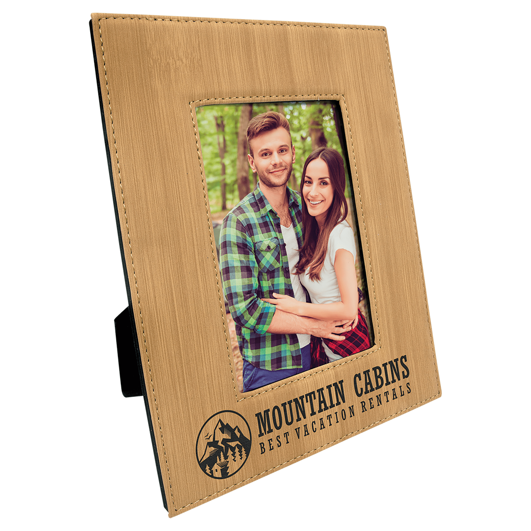 Bamboo Engravable Leatherette Photo Frame - 4" x 6"