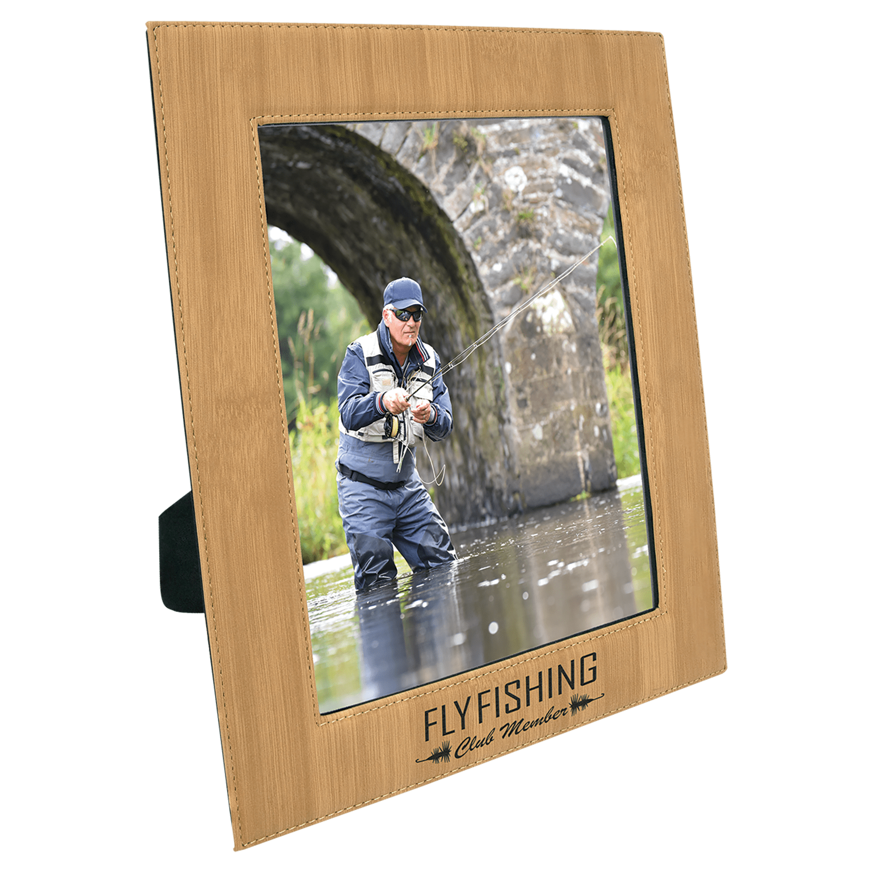 Bamboo Engravable Leatherette Photo Frame - 8" x 10"