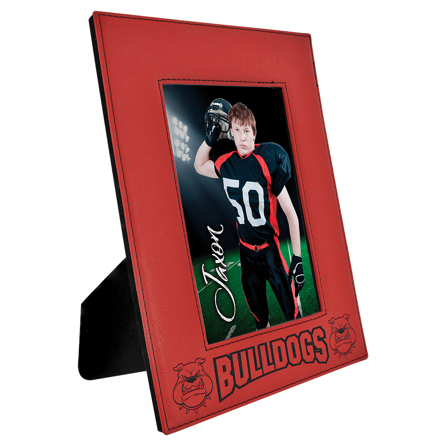 Red Engravable Leatherette Photo Frame - 5" x 7"
