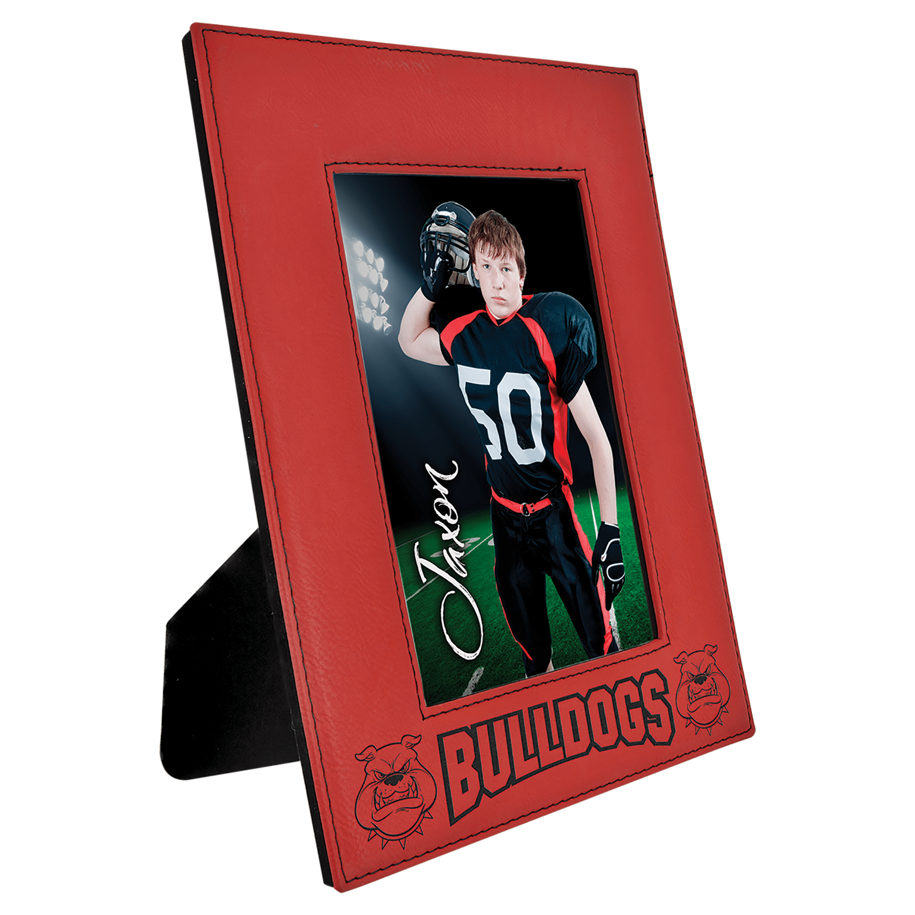 Red Engravable Leatherette Photo Frame - 5" x 7"
