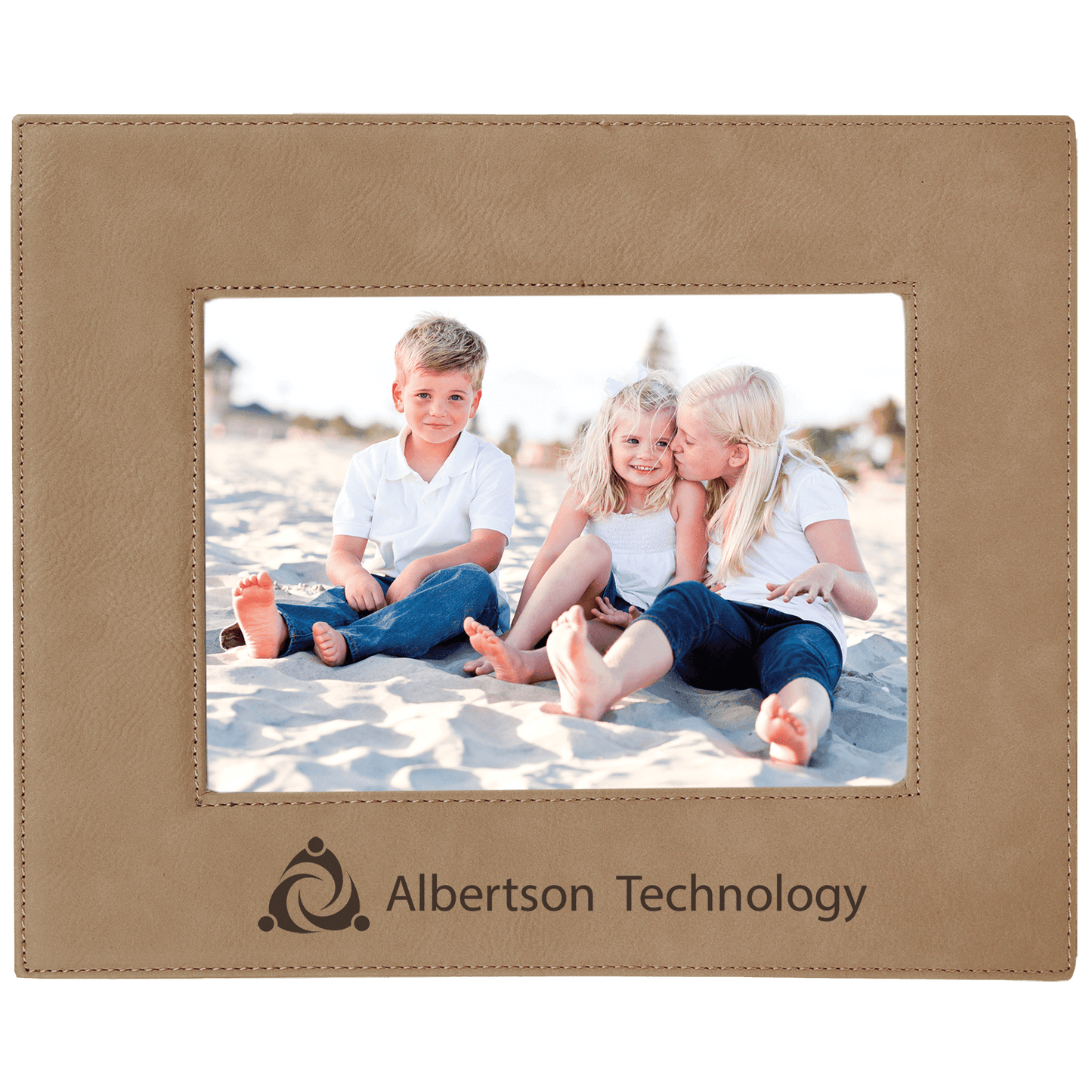 Light Brown Engravable Leatherette Photo Frame - 5" x 7"