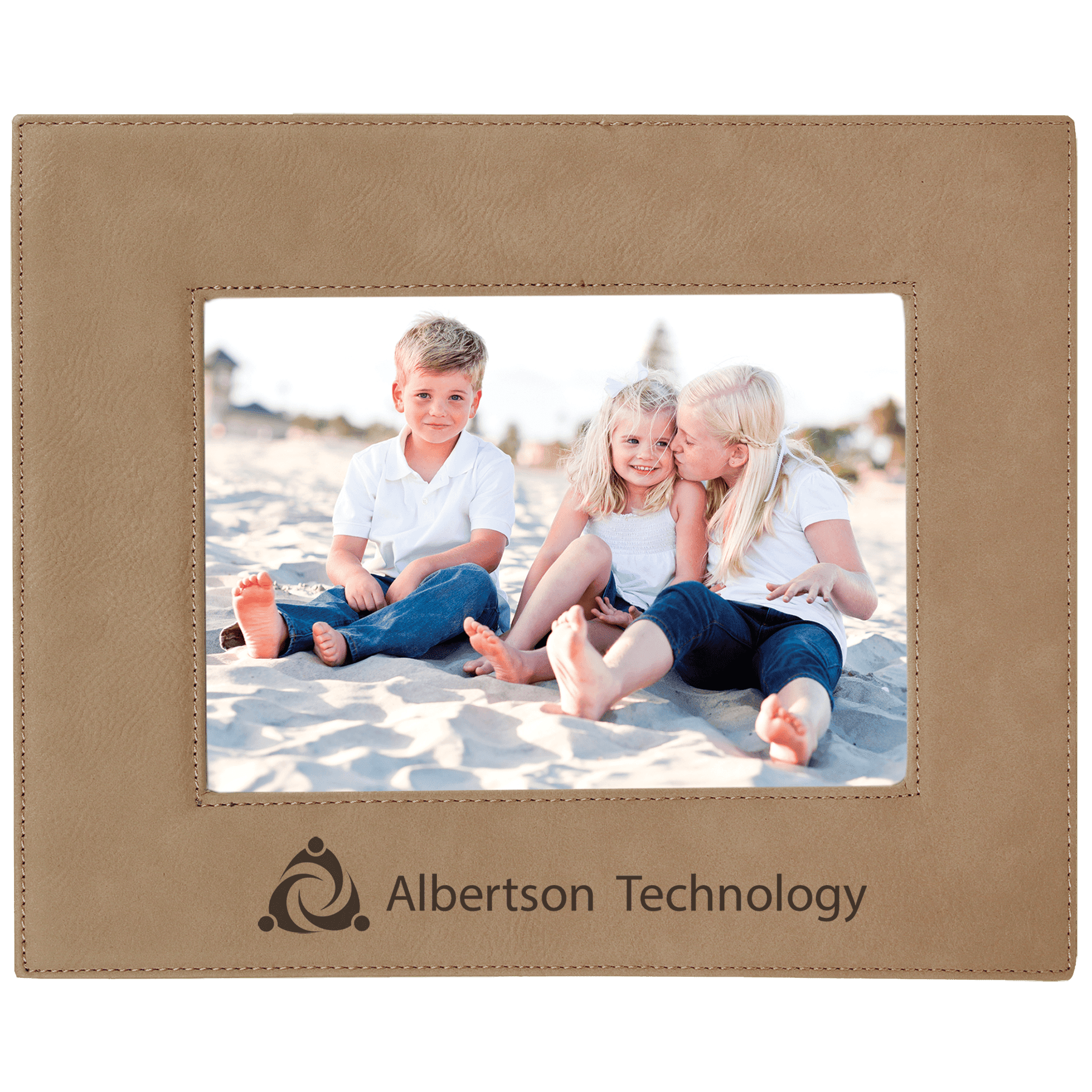 Light Brown Engravable Leatherette Photo Frame - 5" x 7"