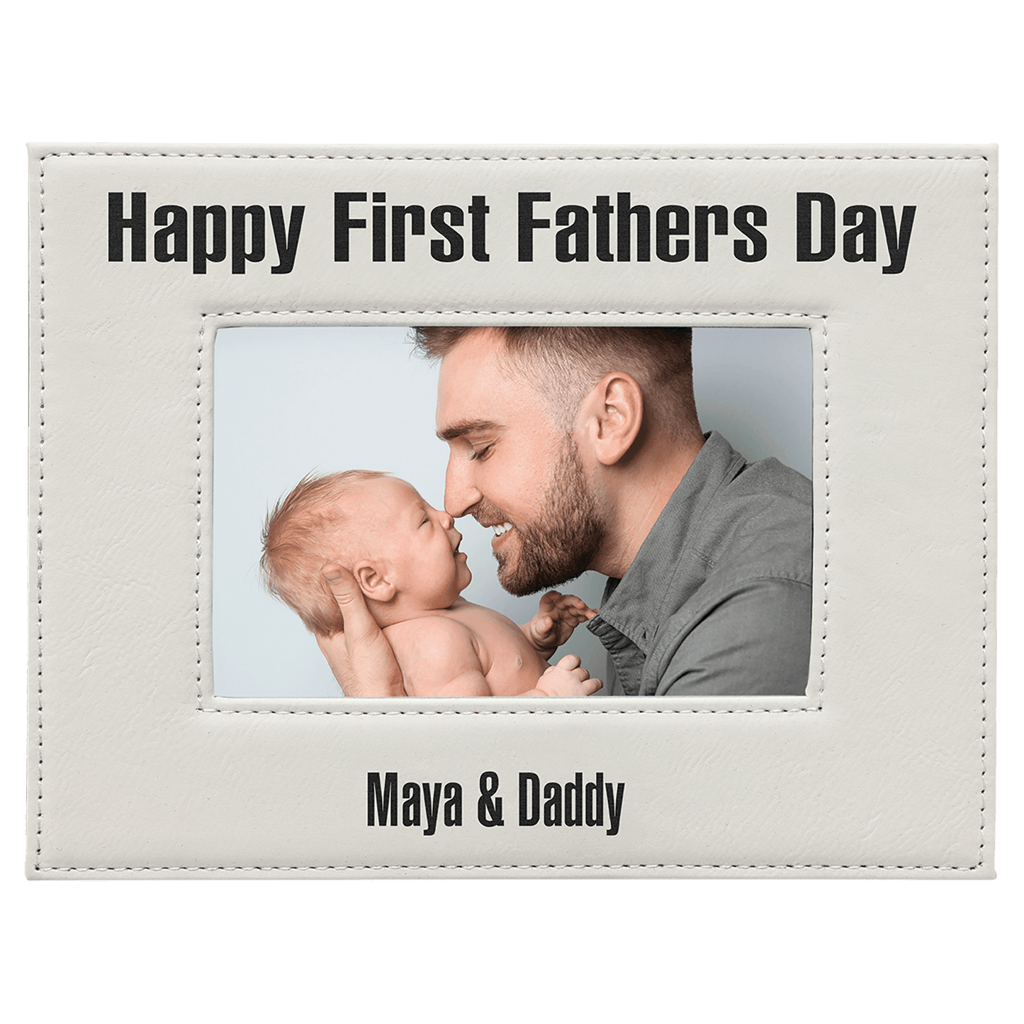 White Engravable Leatherette Photo Frame - 4" x 6"