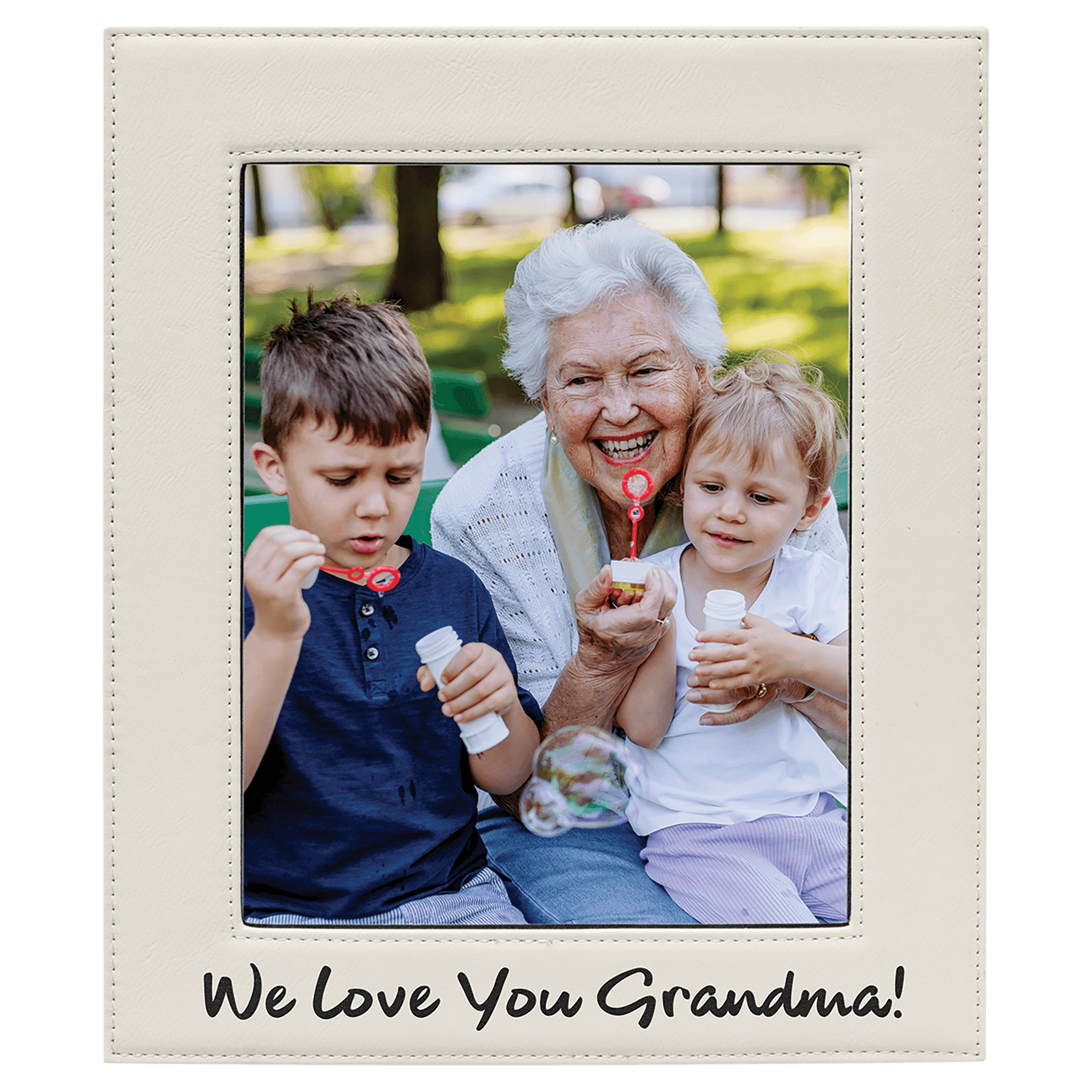 White Engravable Leatherette Photo Frame - 8" x 10"