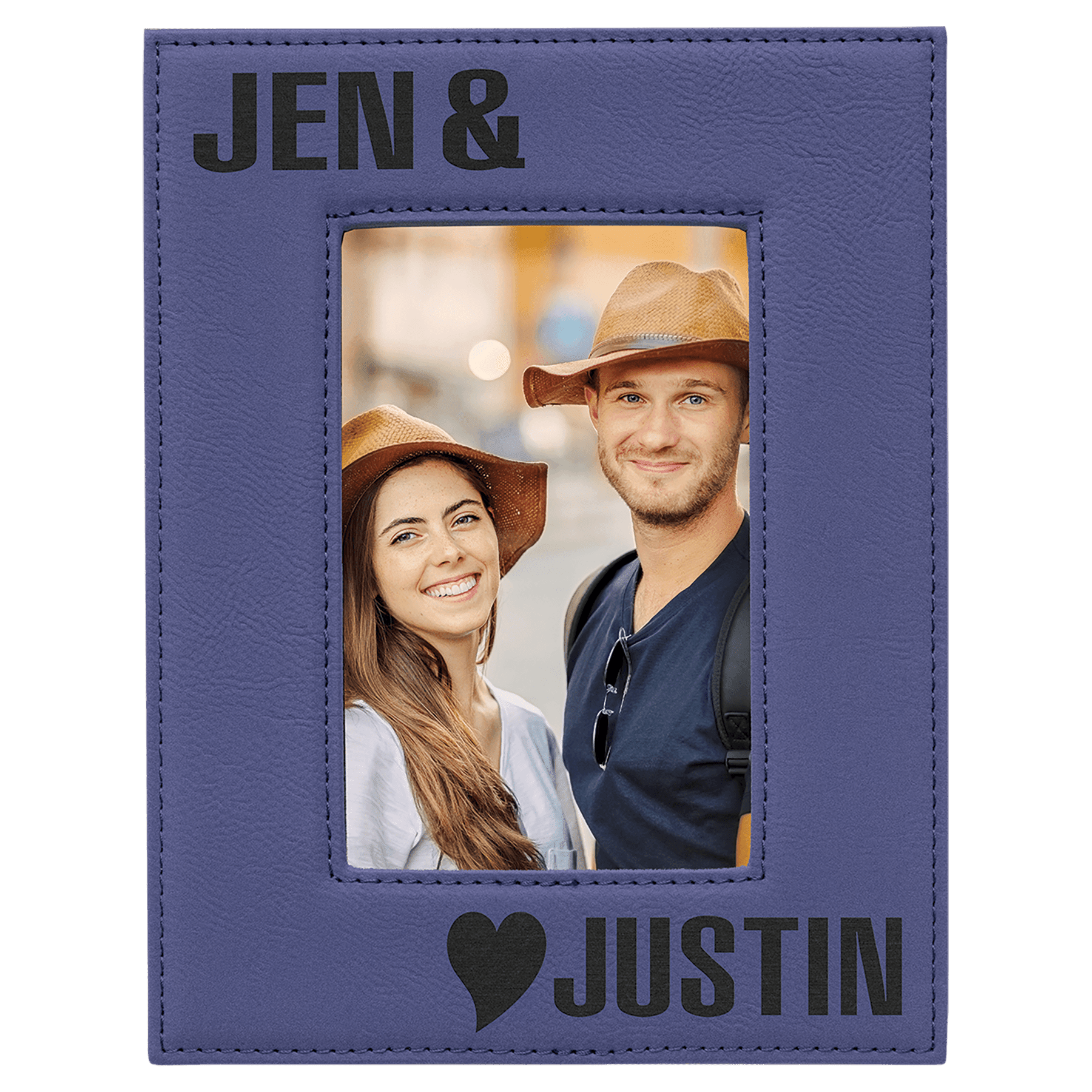 Purple Engravable Leatherette Photo Frame - 4" x 6"