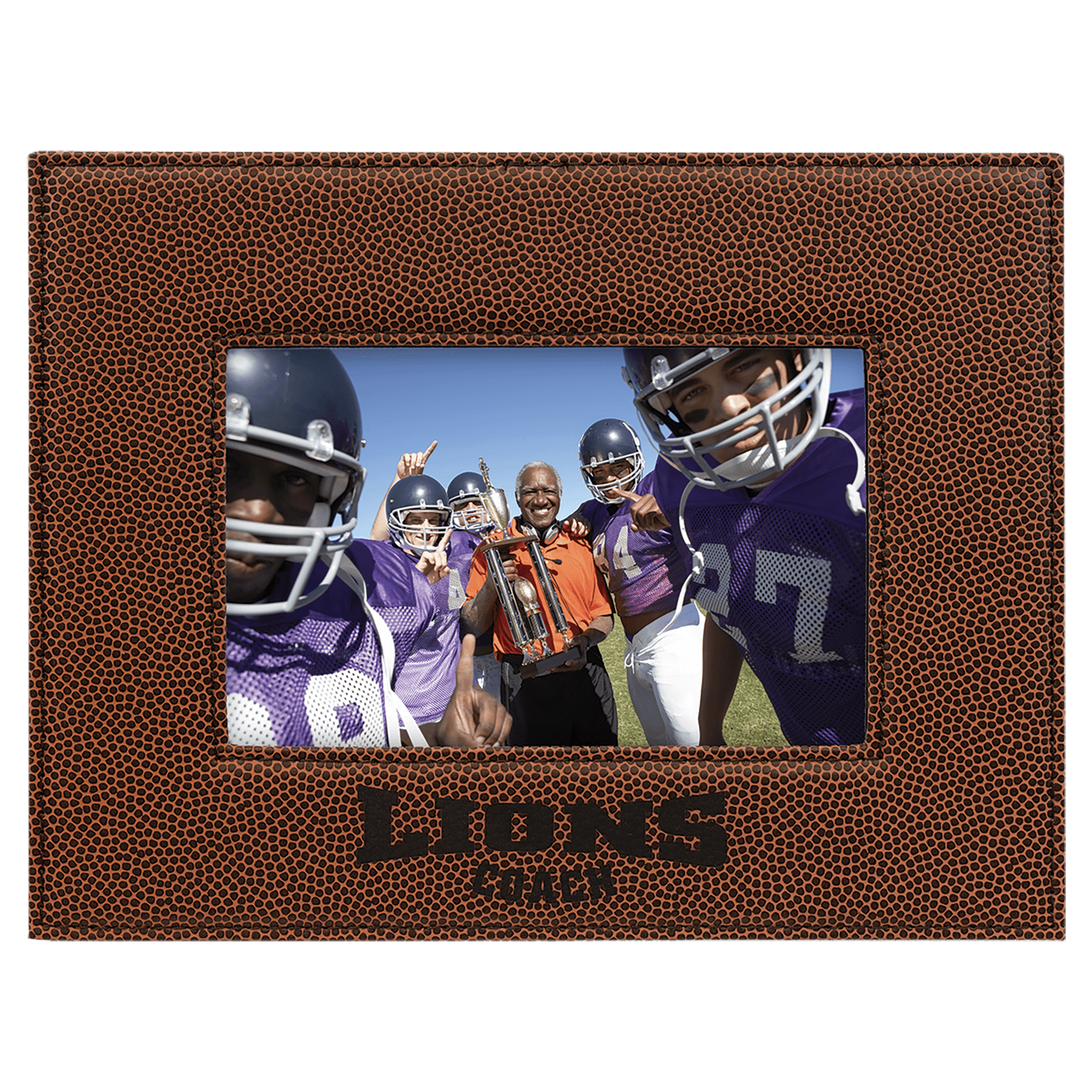 Football Engravable Leatherette Photo Frame - 4" x 6"