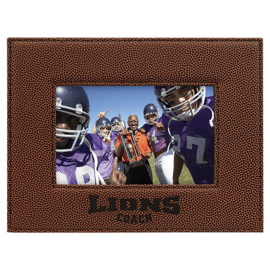 Football Engravable Leatherette Photo Frame - 4" x 6"