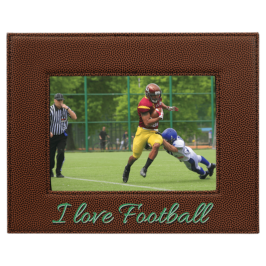 Football Engravable Leatherette Photo Frame - 5" x 7"
