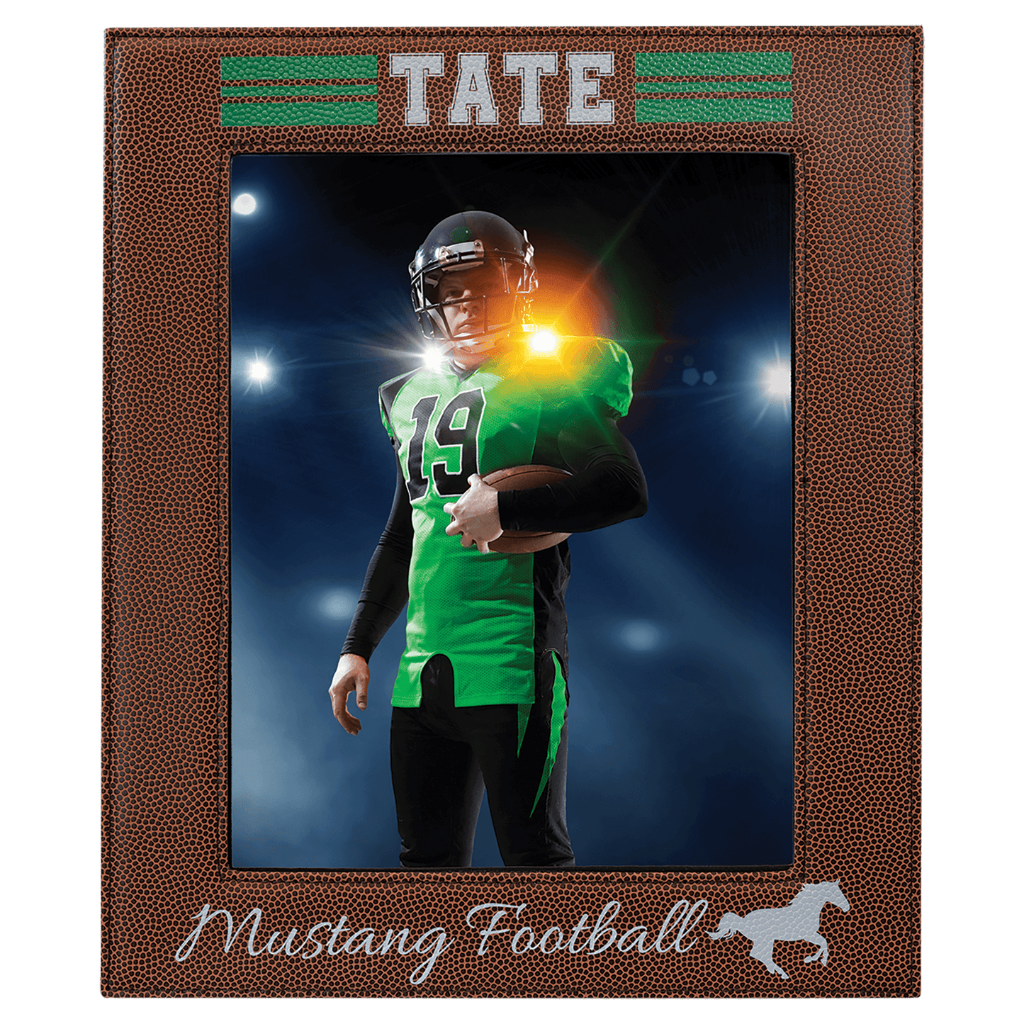 Football Engravable Leatherette Photo Frame - 8" x 10"