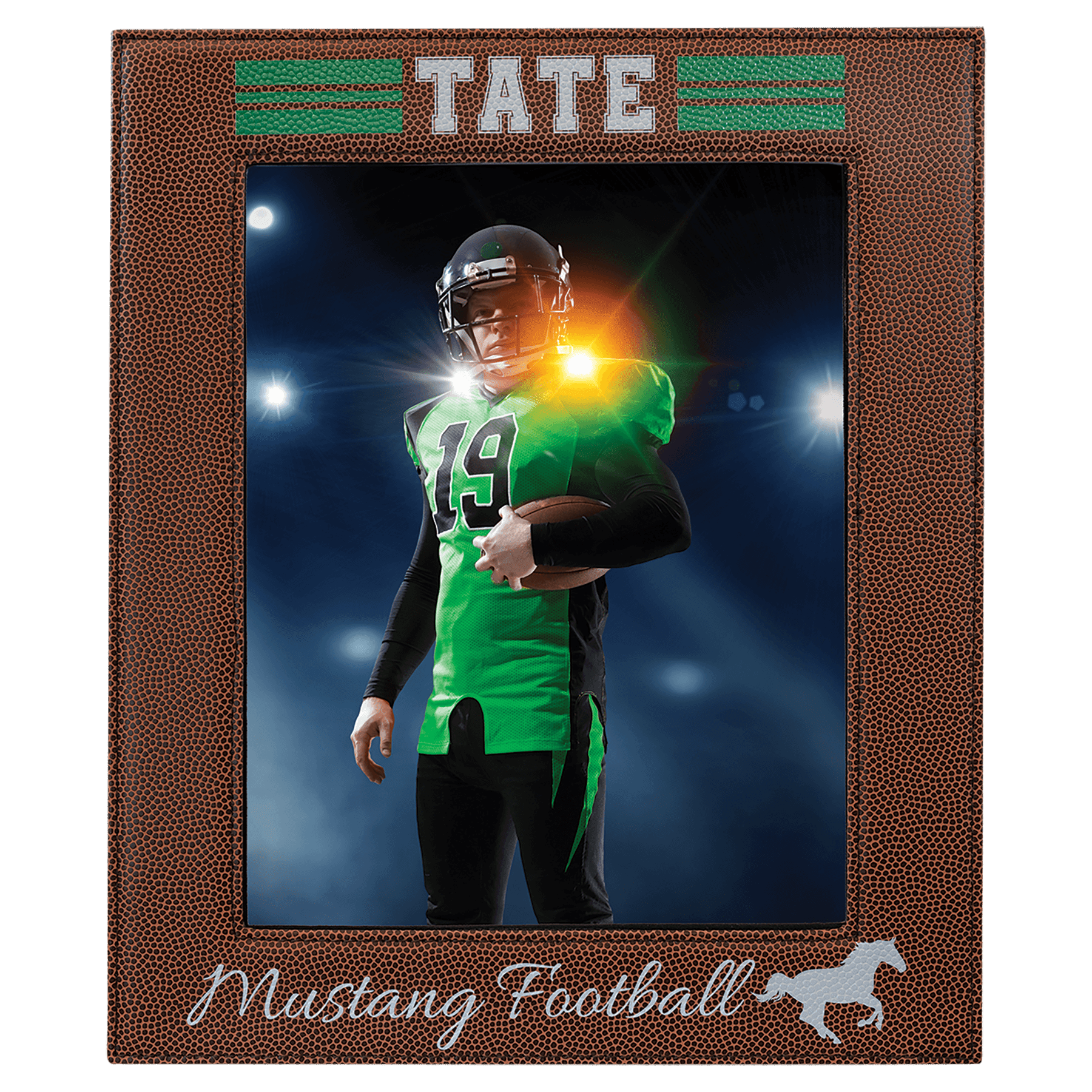 Football Engravable Leatherette Photo Frame - 8" x 10"