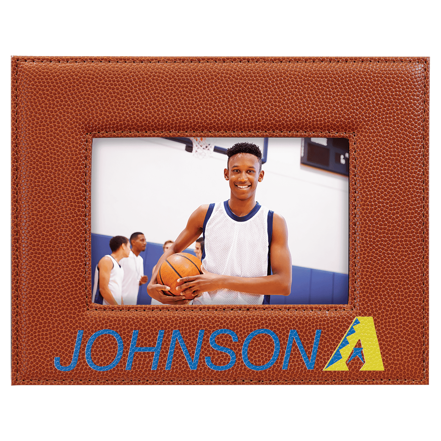 Basketball Engravable Leatherette Photo Frame - 4" x 6"