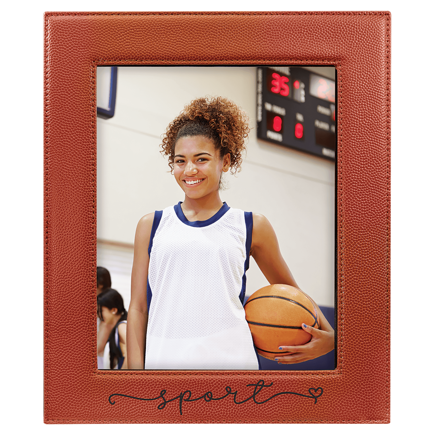 Basketball Engravable Leatherette Photo Frame - 8" x 10"