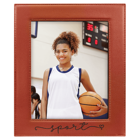 Basketball Engravable Leatherette Photo Frame - 8" x 10"