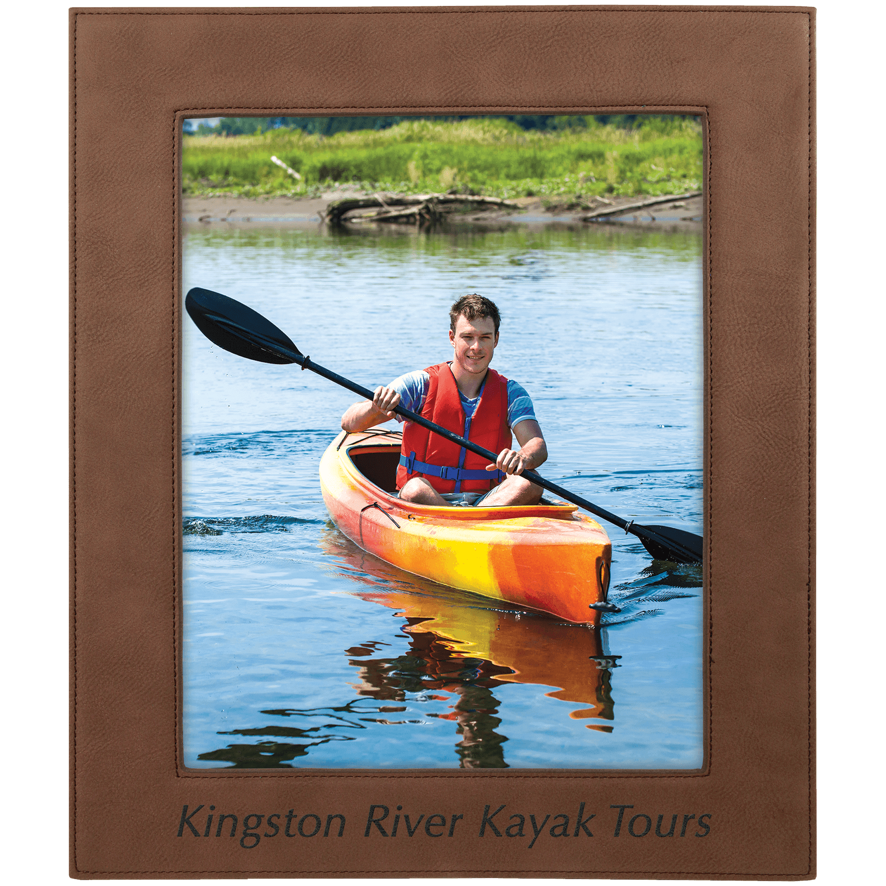 Dark Brown Engravable Leatherette Photo Frame - 8" x 10"