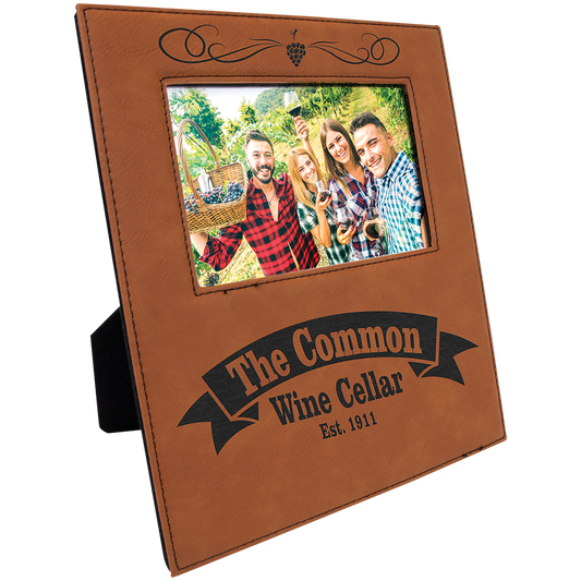 Rawhide Leatherette Photo Frame with 4 1/4" x 7 7/8" Engraving Area - 4" x 6"