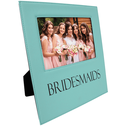 Teal Leatherette Photo Frame with 4 1/4" x 8 7/8" Engraving Area - 5" x 7"