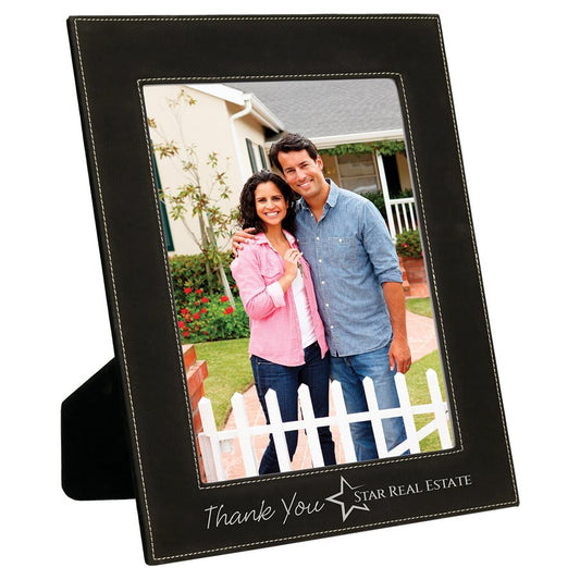 Black/Silver Engravable Leatherette Photo Frame - 8" x 10"