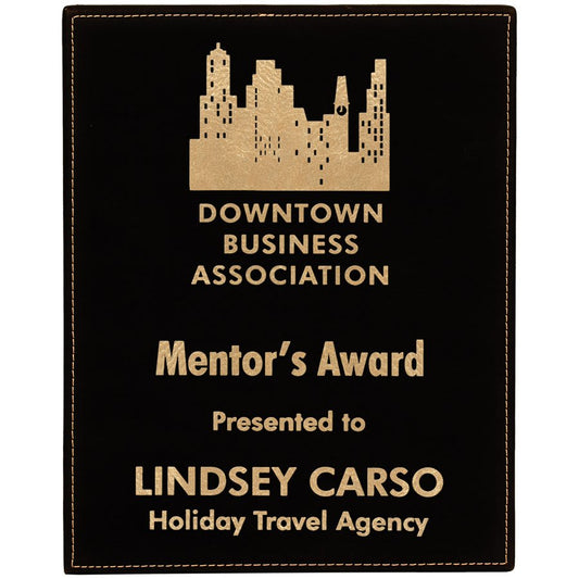 8" x 10" Black/Gold Laserable Leatherette Plaque