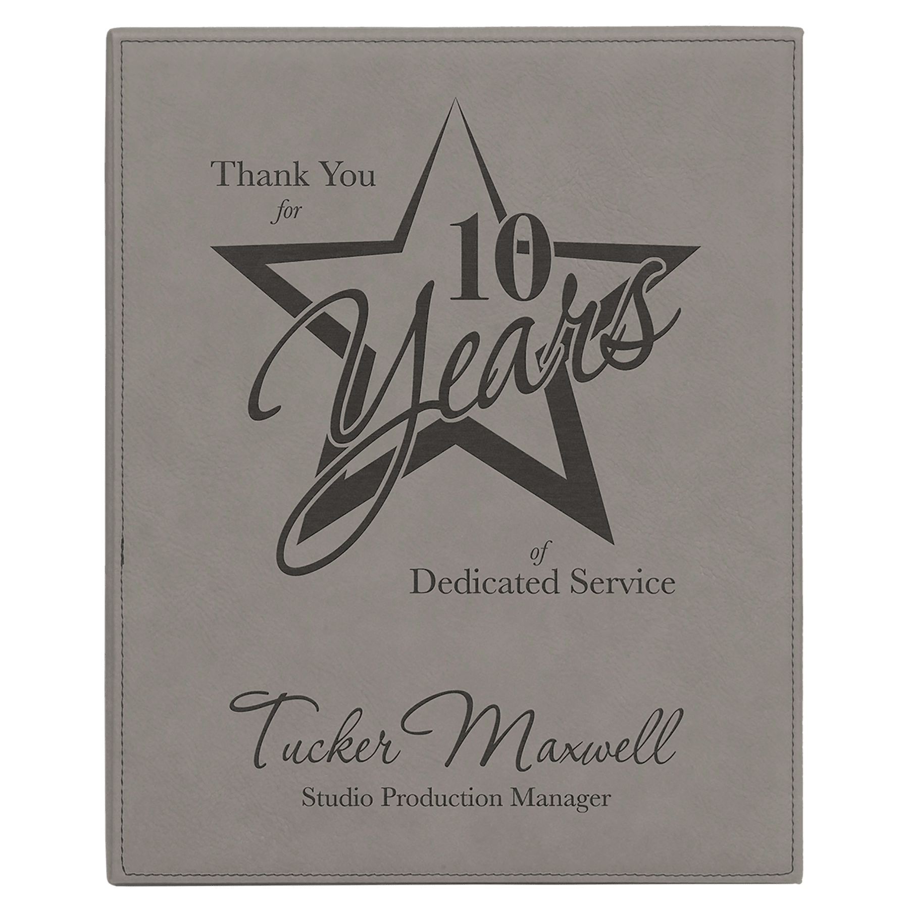 Gray Engravable Leatherette Plaque - 10 1/2" x 13"