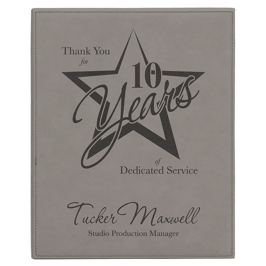Gray Engravable Leatherette Plaque - 10 1/2" x 13"