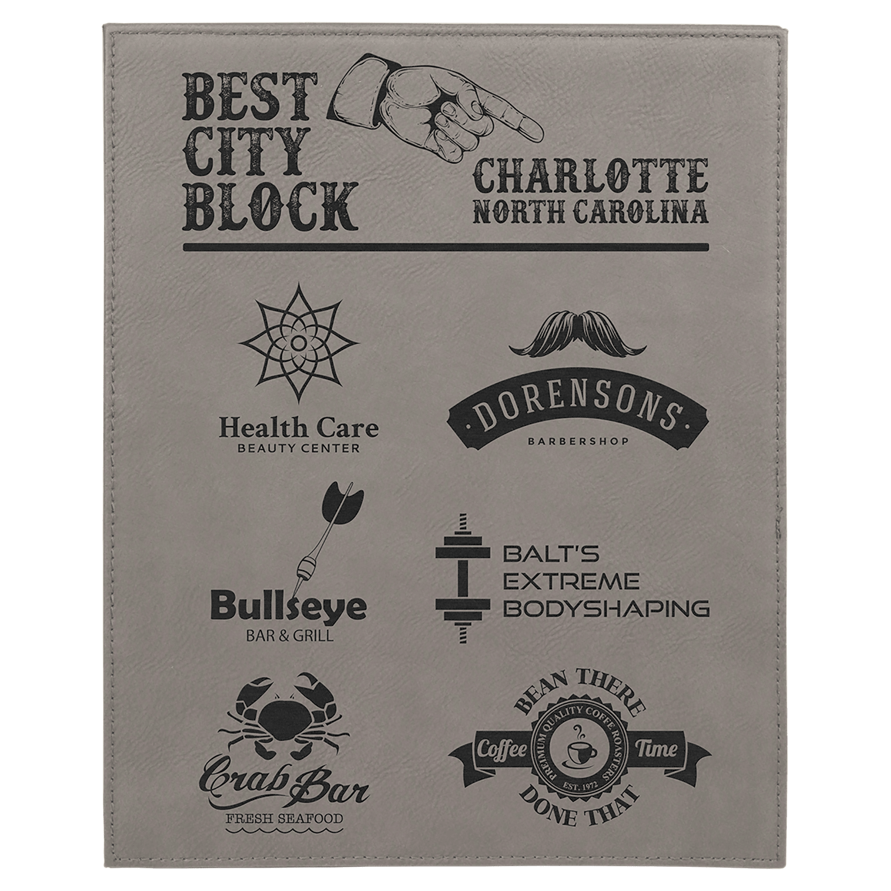 Gray Engravable Leatherette Plaque - 8" x 10"