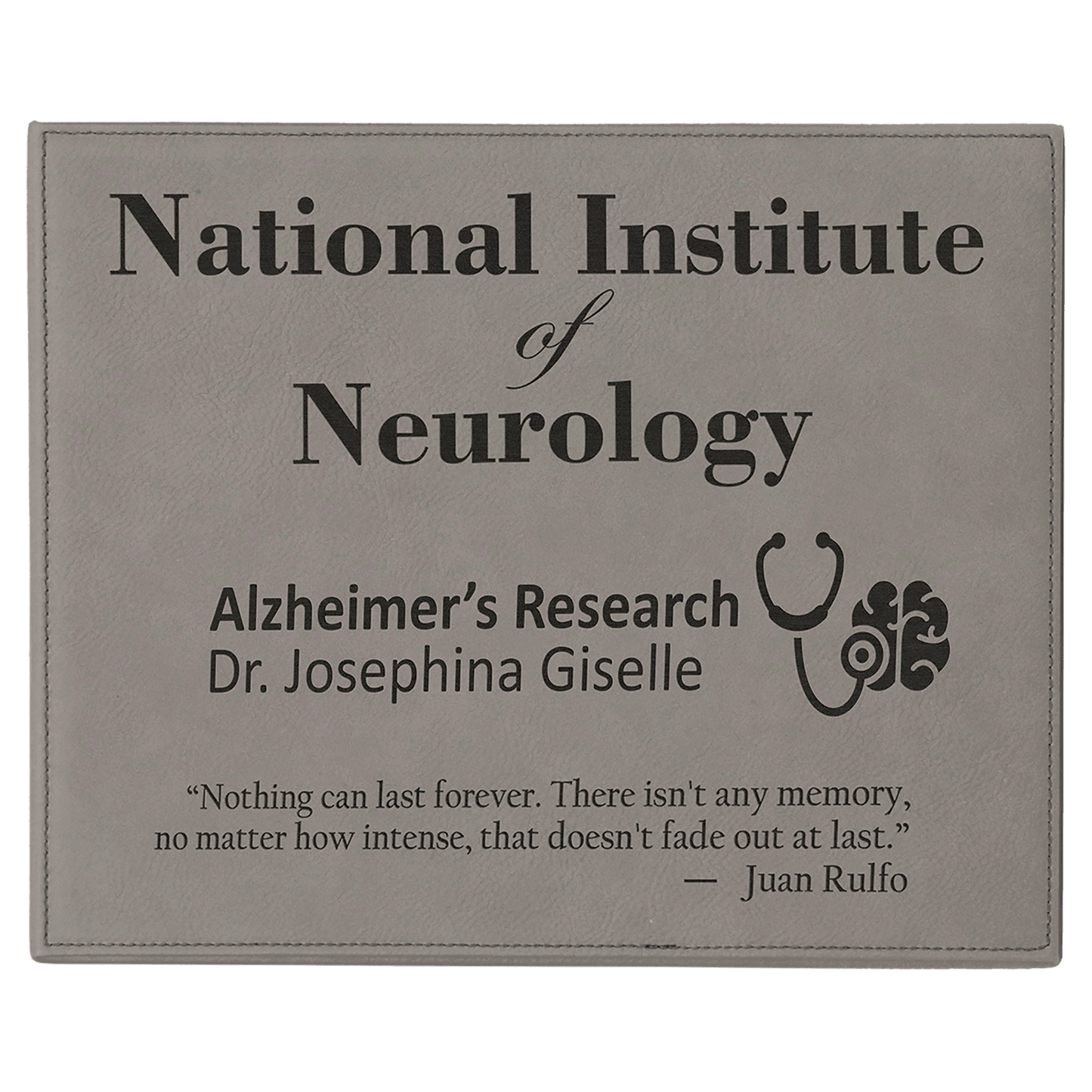 Gray Engravable Leatherette Plaque - 9" x 12"