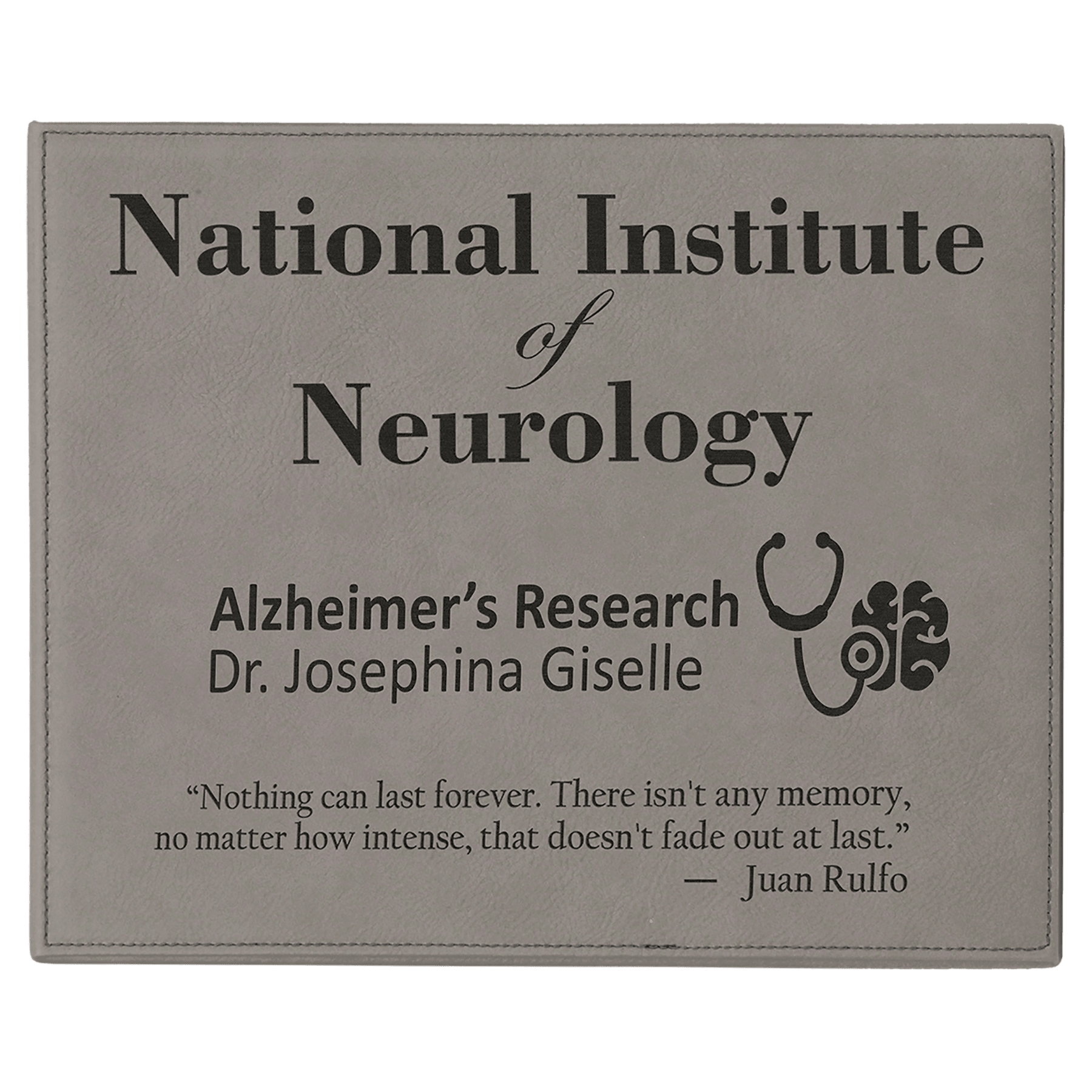 Gray Engravable Leatherette Plaque - 9" x 12"