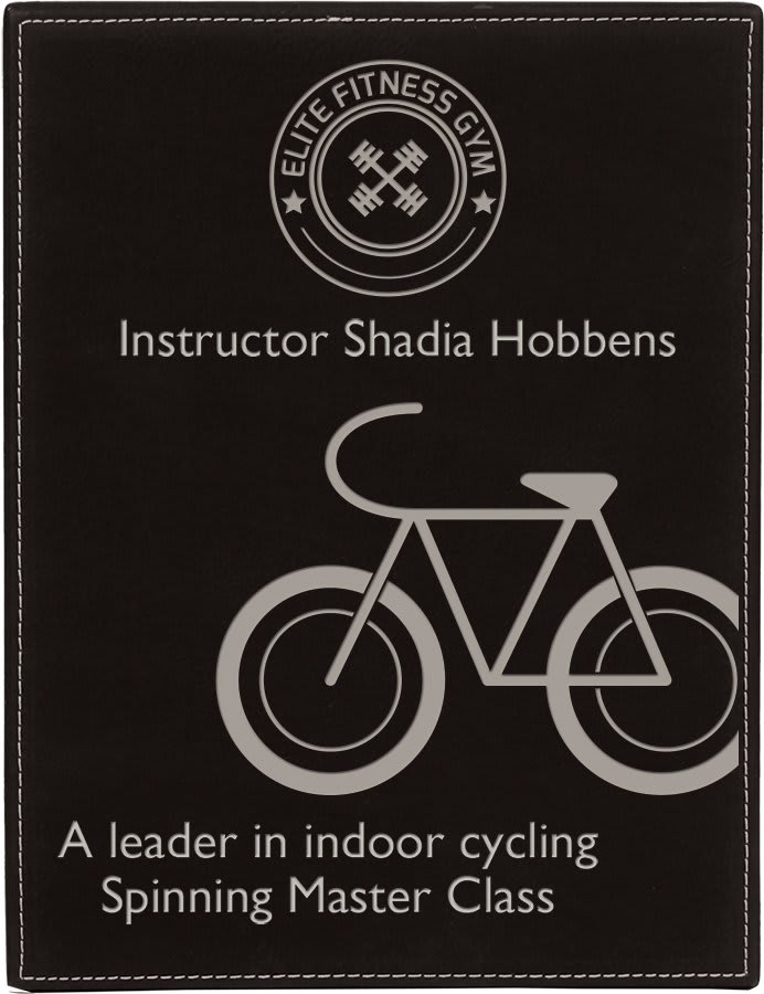Black/Silver Engravable Leatherette Plaque - 10 1/2" x 13"