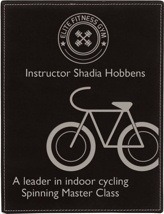 Black/Silver Engravable Leatherette Plaque - 10 1/2" x 13"