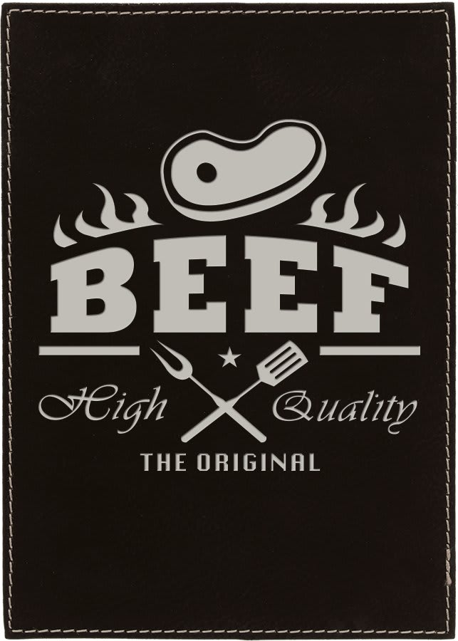 Black/Silver Engravable Leatherette Plaque - 7" x 9"