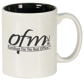 11 oz. White/Black Ceramic Round LazerMug