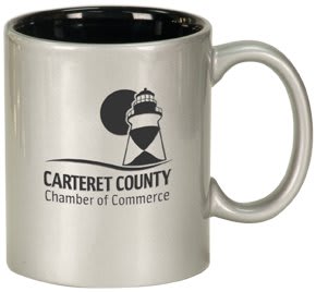 oz. Silver/Black Ceramic Round LazerMug - 11